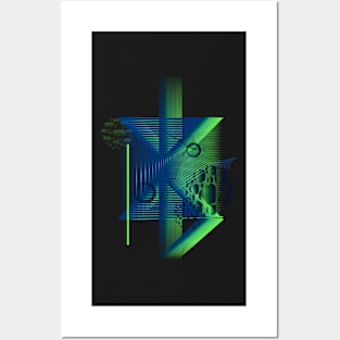 Galaxy Space Geometric blue abstract Posters and Art